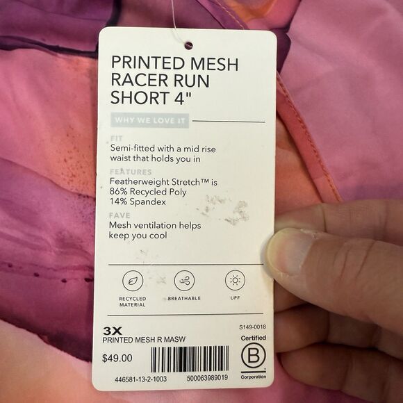 NWT Athleta Pink Printed Mesh Racer Run Shorts 4” Inseam Womens Size 3X - Picture 2 of 10